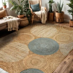 Tapis de salon rectangulaire jute tissée main (140 x 200 cm) Tara Marron