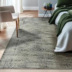 Tapis de salon rectangulaire jacquard (140 x 200 cm) Zahra Noir