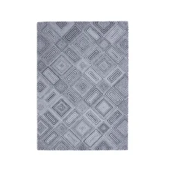 Tapis de salon rectangulaire matière recyclée tuftée (140 x 200 cm) Shelton Gris