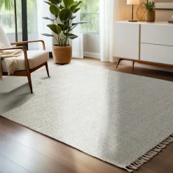 Tapis de salon rectangulaire laine tissée (140 x 200 cm) Jacks Beige