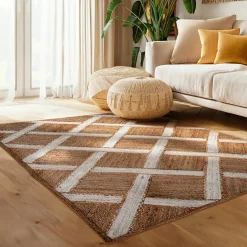 Tapis de salon rectangulaire jute tissée main (160 x 230 cm) Akira Marron