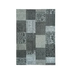 Tapis de salon rectangulaire jacquard (140 x 200 cm) Rishi Noir et gris