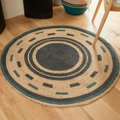Tapis de salon rond jute (120 cm) Mala Beige