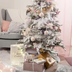 Tapis de sapin rond (D90 cm) Fourrure d'hiver Gris