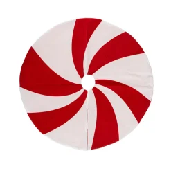 Tapis de sapin rond (D90 cm) Bonbon Rouge et blanc