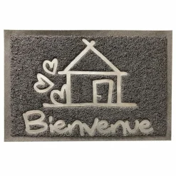 Tapis d'entrée antidérapant (40 x 60 cm) Bienvenue Gris