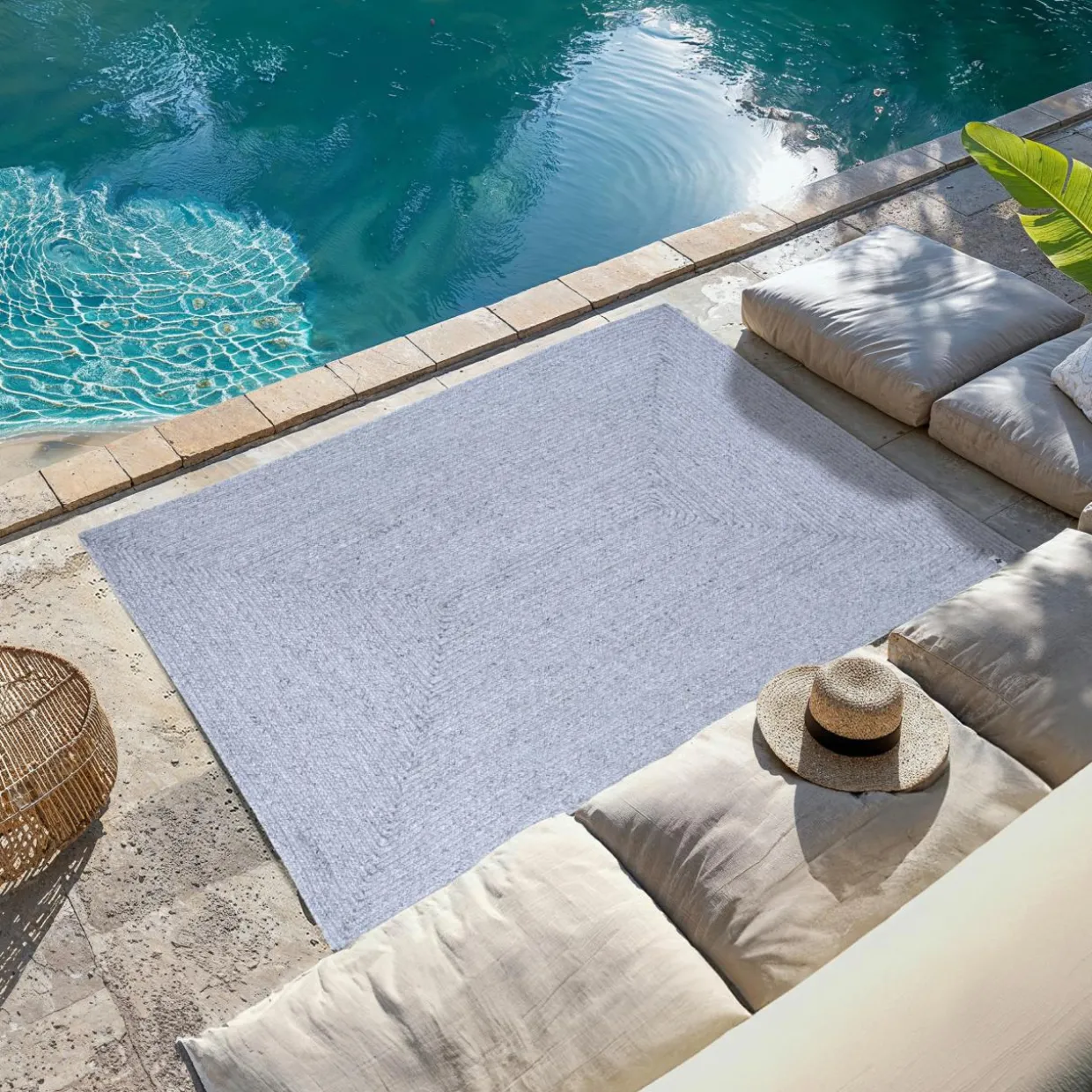 Tapis d'extérieur rectangulaire (120 x 170 cm) Pablo Noir cendré