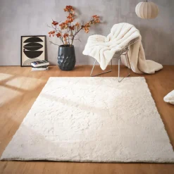 Tapis rectangulaire fausse fourrure (140 x 200 cm) Finn Blanc