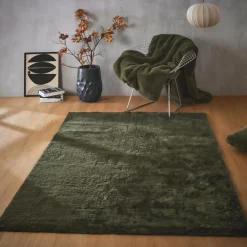 Tapis rectangulaire fausse fourrure (140 x 200 cm) Finn Vert kaki