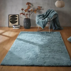 Tapis rectangulaire fausse fourrure (140 x 200 cm) Finn Bleu