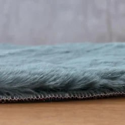 Tapis rond fausse fourrure (80 cm) Finn Bleu