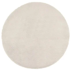 Tapis rond fausse fourrure (80 cm) Jona Ivoire