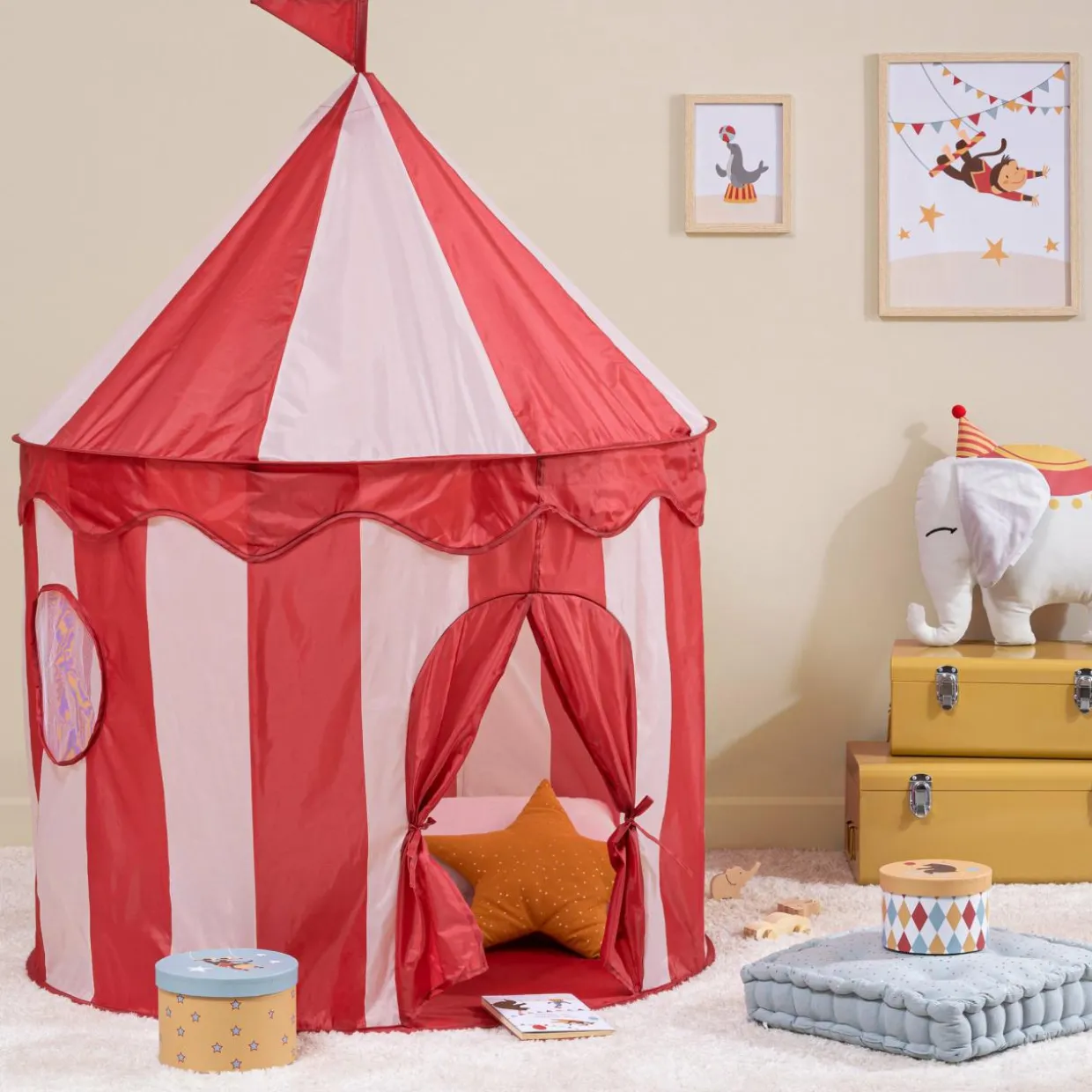 Tente pop-up enfant (H135 cm) Circus Rouge