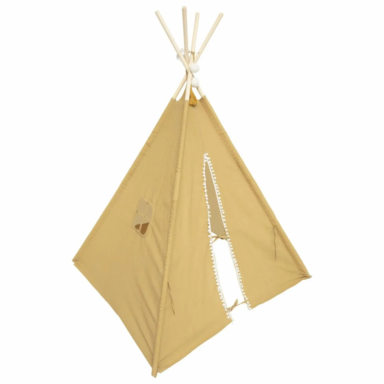 Tipi enfant bois et tissu (H160 cm) Wapi Jaune ocre