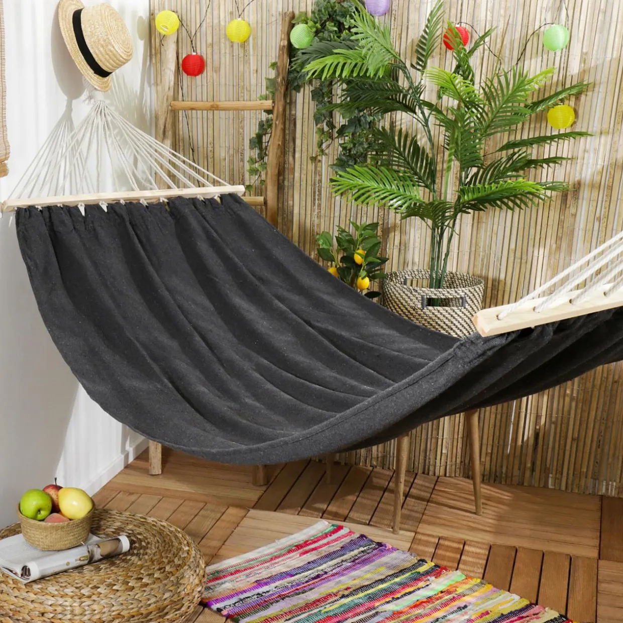 Toile de hamac Nature douce Gris foncé