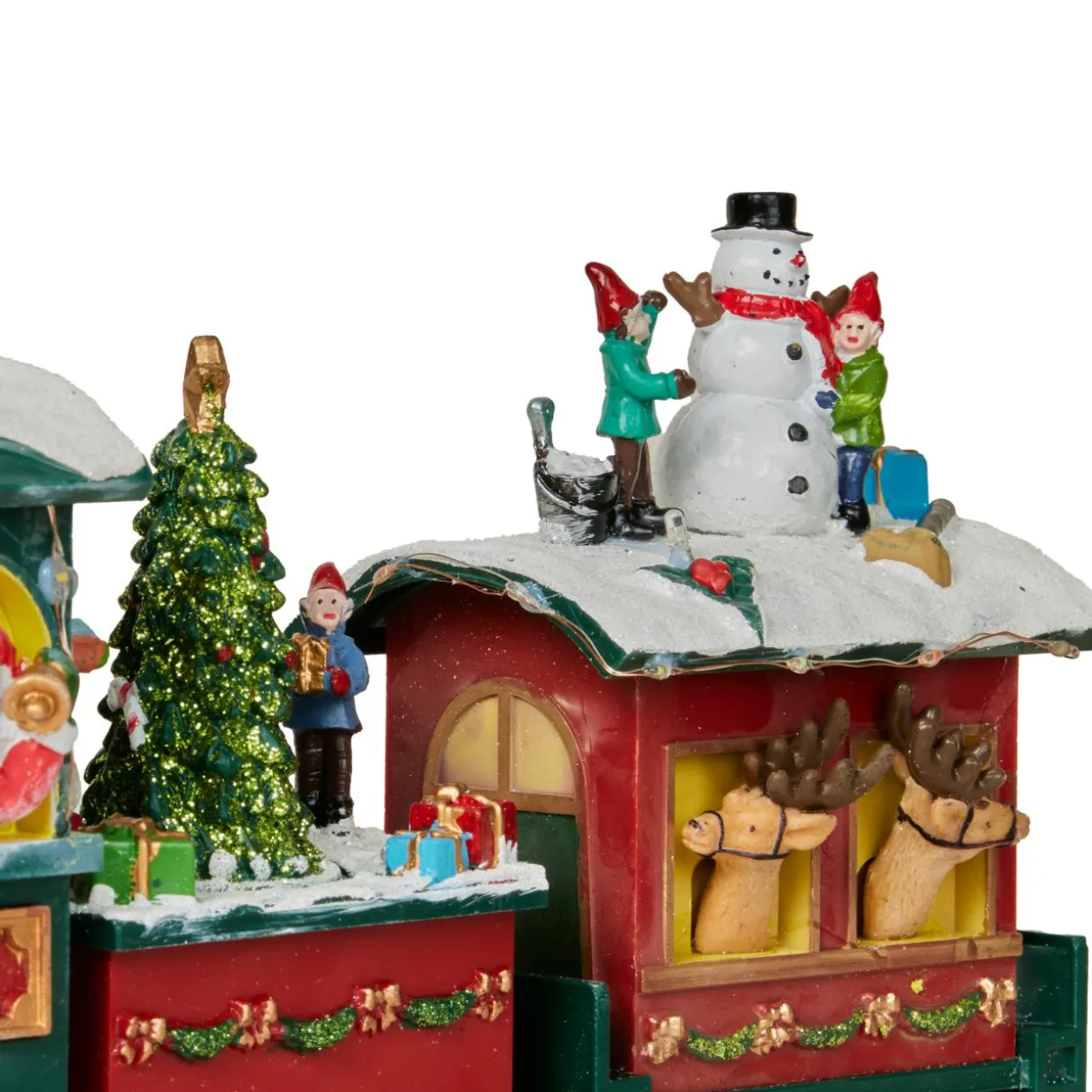 Train de Noël animé et musical (H38 cm) Père Noël et ses lutins Multicolore