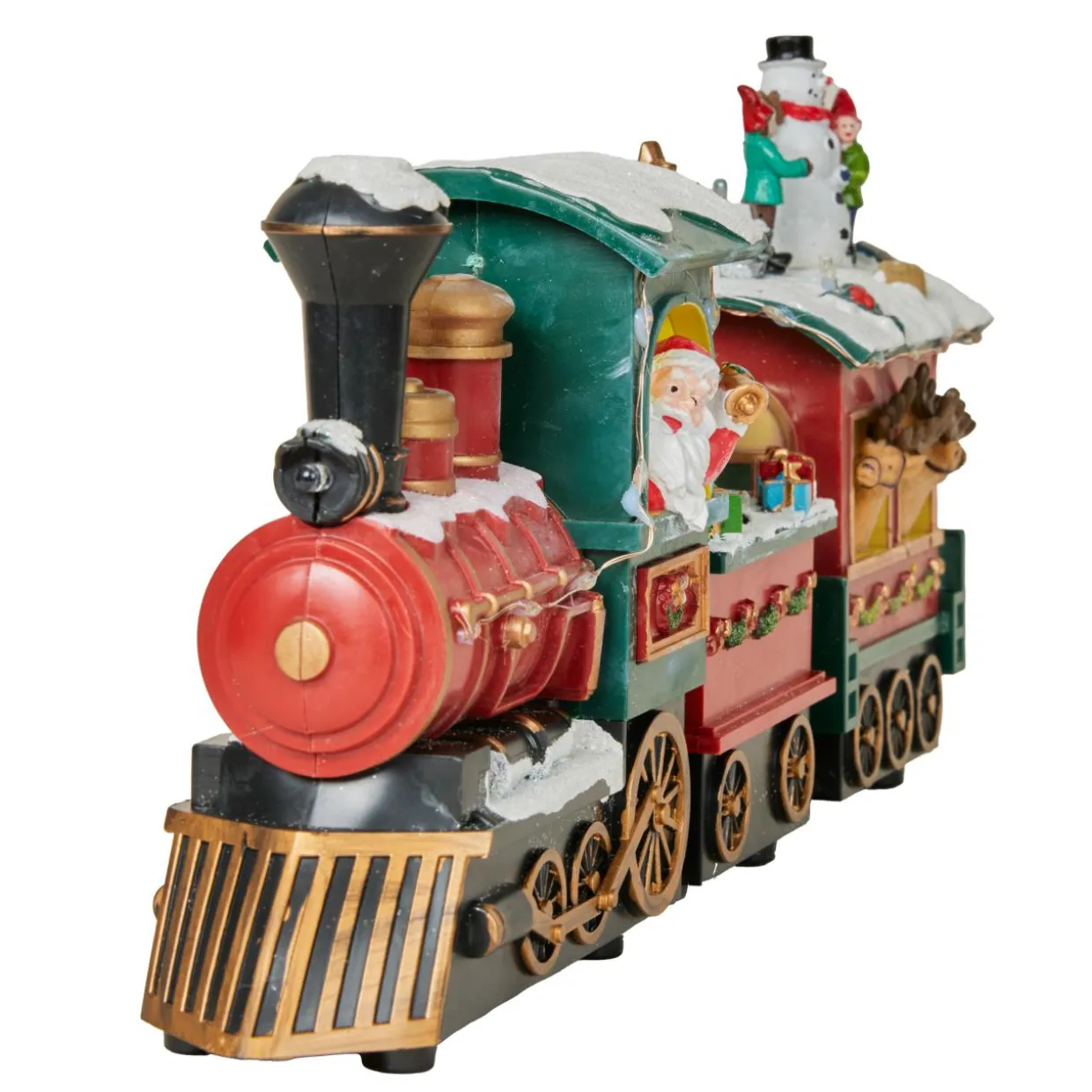 Train de Noël animé et musical (H38 cm) Père Noël et ses lutins Multicolore