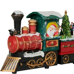 Train de Noël animé et musical (H38 cm) Père Noël et ses lutins Multicolore