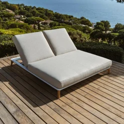 Transat double en aluminium Monte Carlo Blanc et taupe