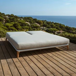 Transat double en aluminium Monte Carlo Blanc et taupe