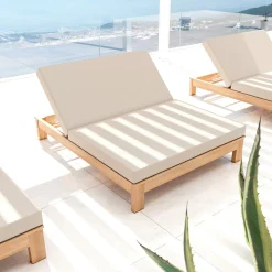 Transat double en bois d'acacia Bornéo Sable