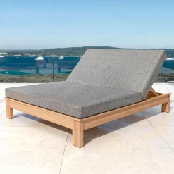 Transat double en bois d'acacia Bornéo Gris anthracite