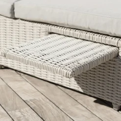 Transat double en résine tressée - Canapé de jardin Calvi Blanc et gris clair