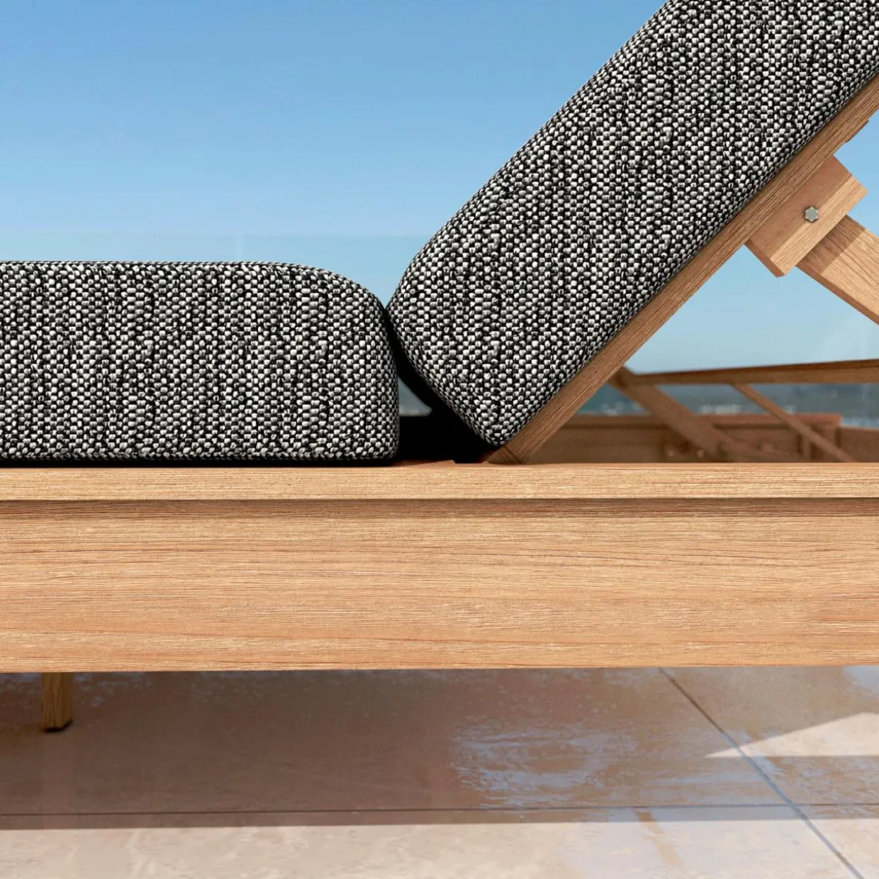 Transat en bois d'acacia Bornéo Gris anthracite