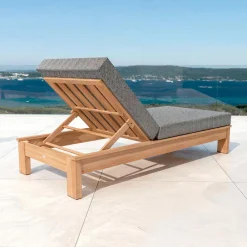 Transat en bois d'acacia Bornéo Gris anthracite