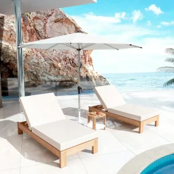 Transat en bois d'acacia Bornéo Sable