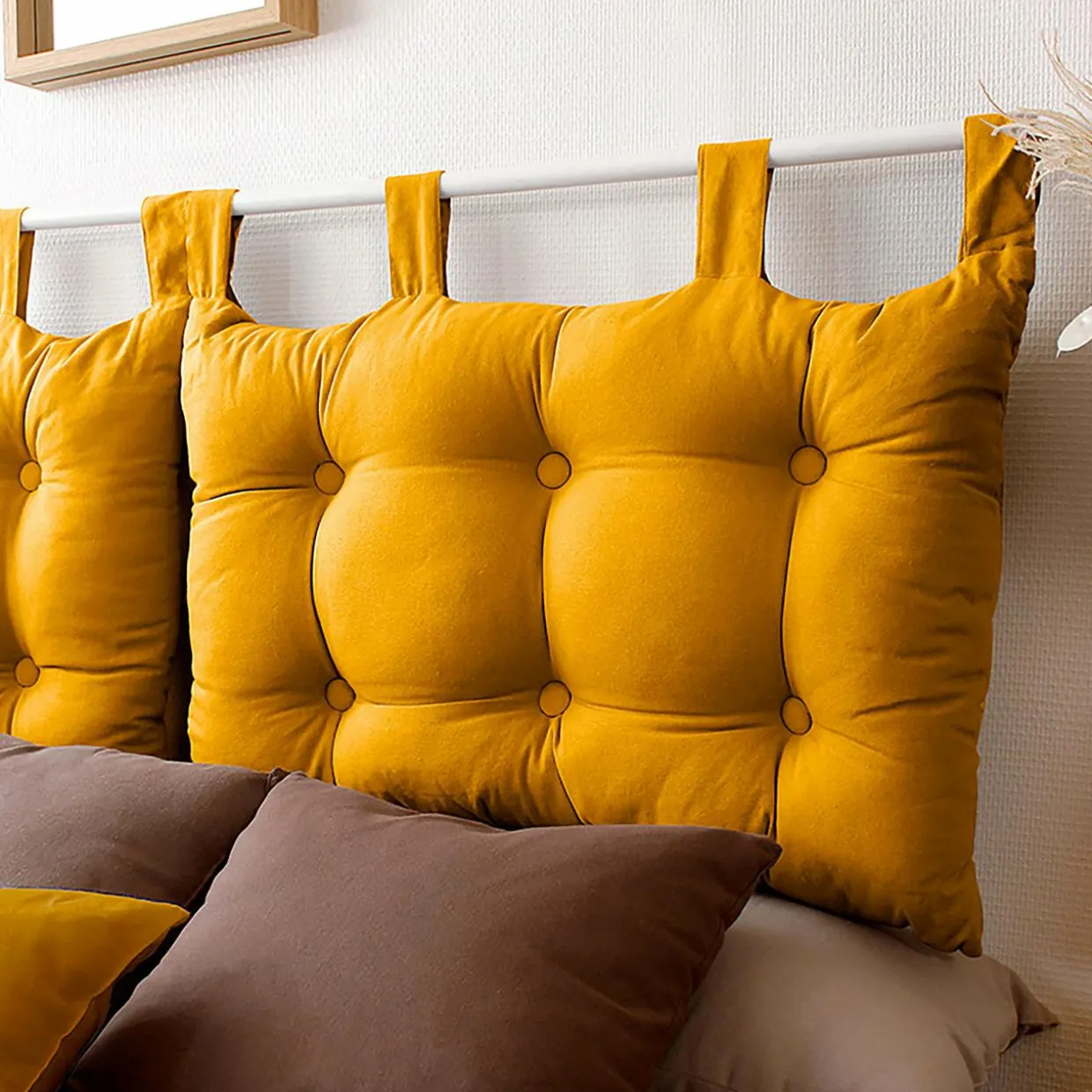 Tête de lit coussin (45 x 70 cm) Panama Jaune moutarde