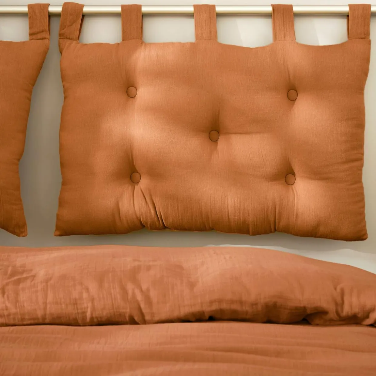 Tête de lit coussin gaze de coton (80 x 50 cm) Gaïa Abricot