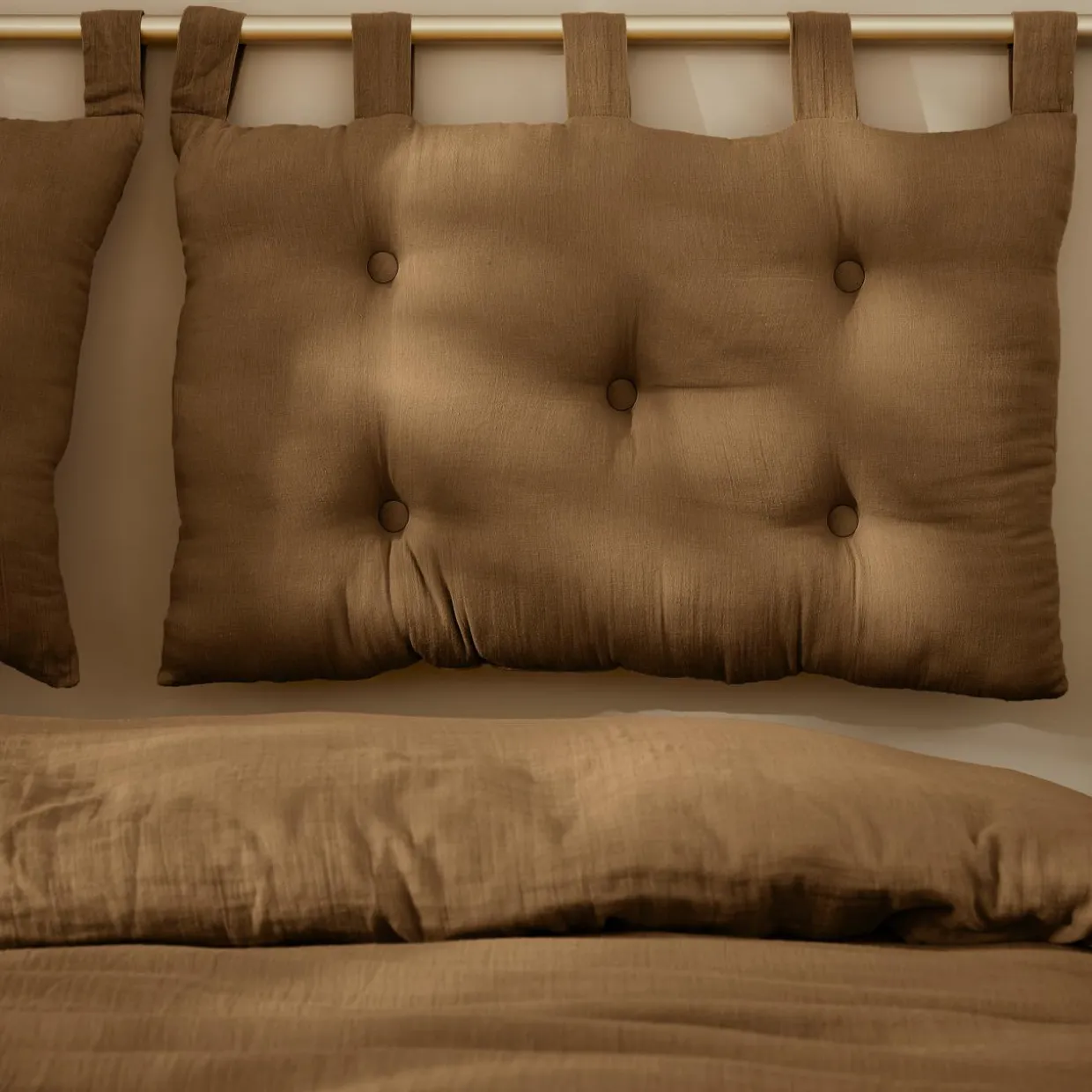 Tête de lit coussin gaze de coton (80 x 50 cm) Gaïa Camel