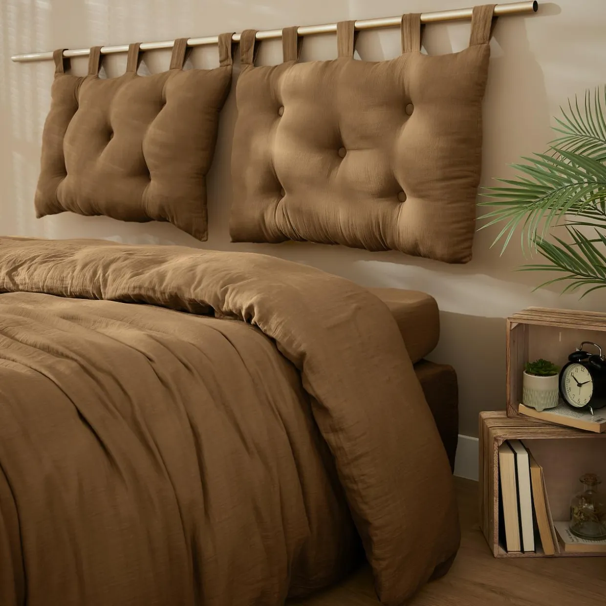 Tête de lit coussin gaze de coton (80 x 50 cm) Gaïa Camel