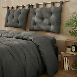 Tête de lit coussin gaze de coton (80 x 50 cm) Gaïa Gris granit