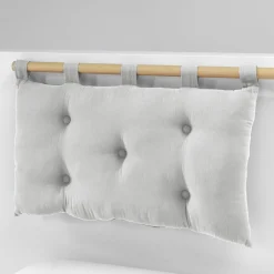 Tête de lit coussin gaze de coton (80 x 50 cm) Gaïa Gris nuage