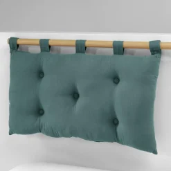 Tête de lit coussin gaze de coton (80 x 50 cm) Gaïa Bleu canard