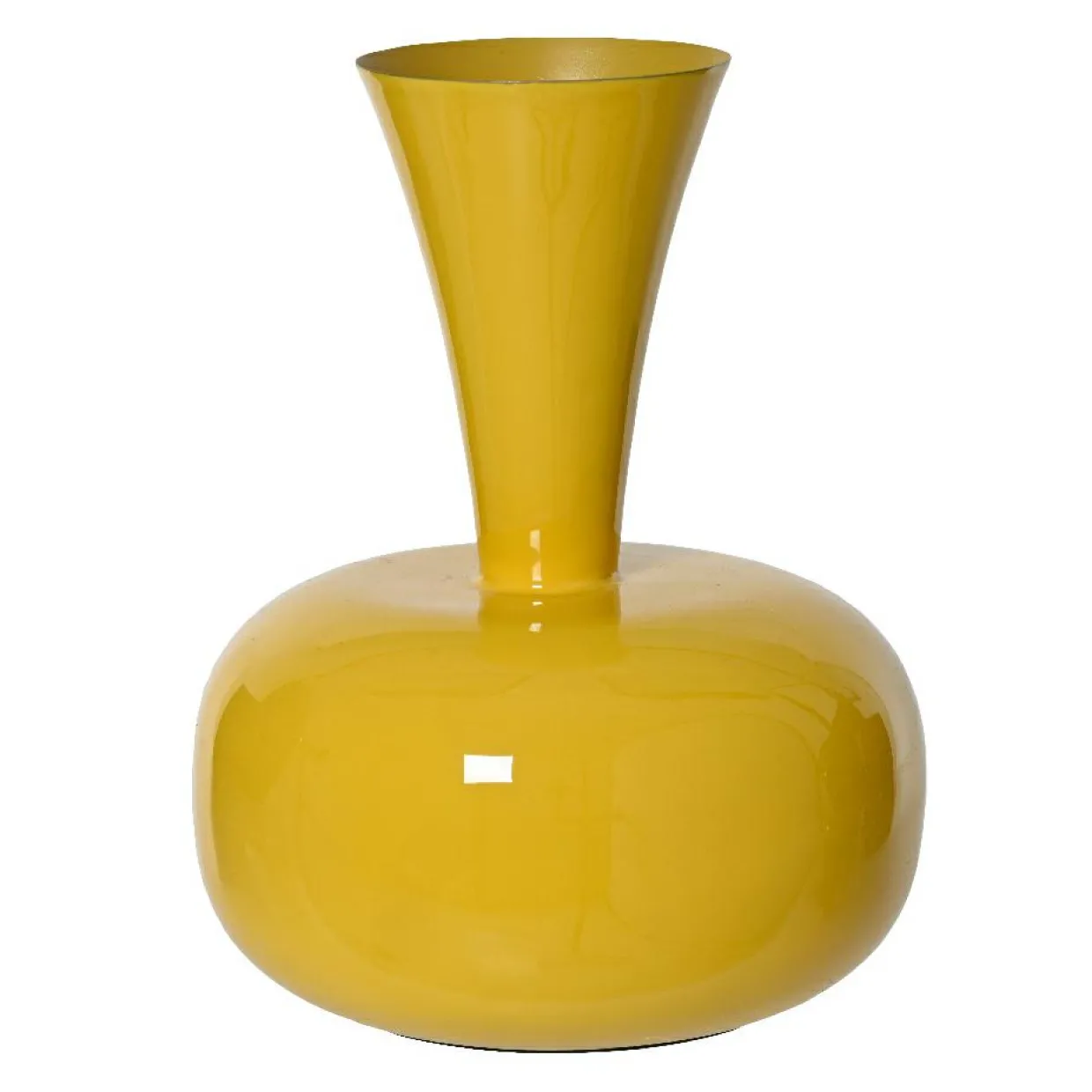 Vase en métal émaillé fait main (H23 cm) Cléa Jaune brillant