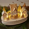 Village de Noël en bois lumineux et musical à piles (22 x H15 cm) Ville de lumière