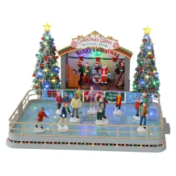 Village de Noël Lemax lumineux, musical et animé Patinoire de Christmas Grove