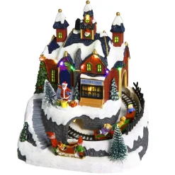 Village de Noël lumineux à piles Atelier et train de Noël lumineux et musical