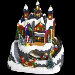 Village de Noël lumineux à piles Atelier et train de Noël lumineux et musical
