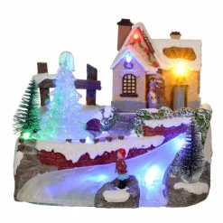 Village de Noël lumineux à piles Soirée d'hiver
