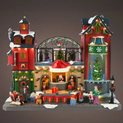Village de Noël lumineux, animé et musical La fabrique à jouets