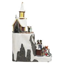 Village de Noël lumineux animé et musical (H45 cm) Grande église et train