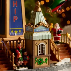 Village de Noël lumineux, animé et musical (H47 cm) Manège avions