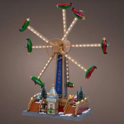 Village de Noël lumineux, animé et musical (H47 cm) Manège avions