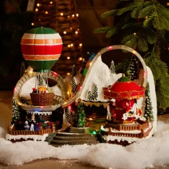 Village de Noël lumineux animé et musical (H27 cm) Parc d'attraction