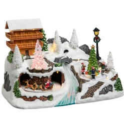 Village de Noël lumineux Chalet en montagne