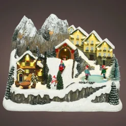 Village de Noël lumineux et musical Chalets en montagne
